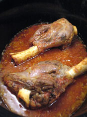 Lamb Shanks After 6 Hours of Slow Cooking